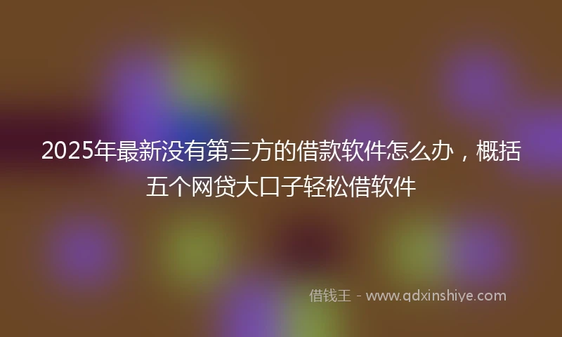 2025年最新没有第三方的借款软件怎么办，概括五个网贷大口子轻松借软件