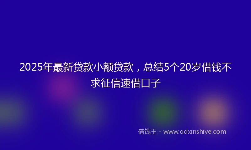 2025年最新贷款小额贷款，总结5个20岁借钱不求征信速借口子