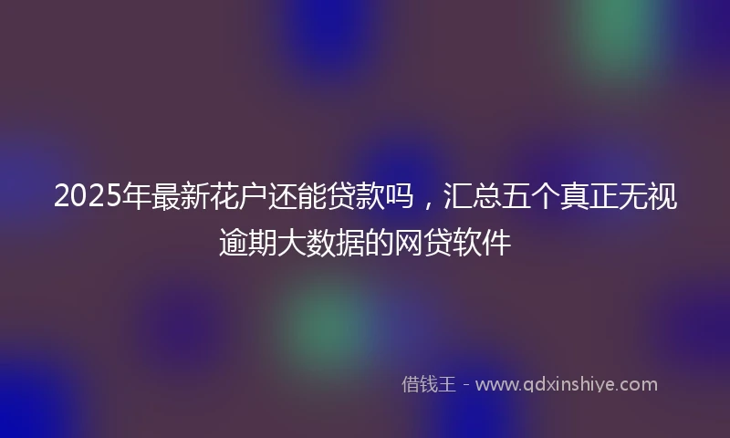 2025年最新花户还能贷款吗，汇总五个真正无视逾期大数据的网贷软件