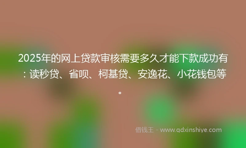 2025年的网上贷款审核需要多久才能下款成功有：读秒贷、省呗、柯基贷、安逸花、小花钱包等。