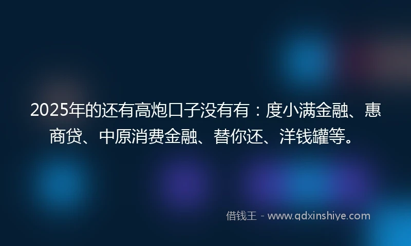 2025年的还有高炮口子没有有：度小满金融、惠商贷、中原消费金融、替你还、洋钱罐等。