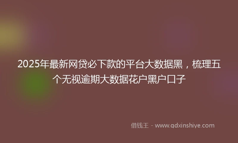 2025年最新网贷必下款的平台大数据黑，梳理五个无视逾期大数据花户黑户口子