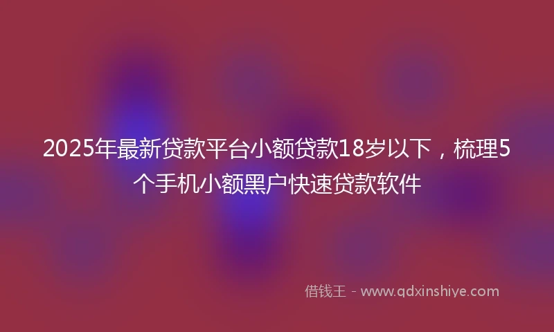 2025年最新贷款平台小额贷款18岁以下，梳理5个手机小额黑户快速贷款软件