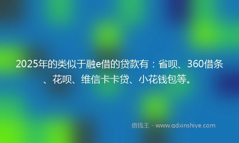 2025年的类似于融e借的贷款有：省呗、360借条、花呗、维信卡卡贷、小花钱包等。