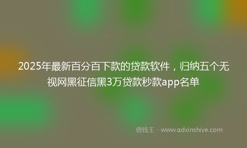 2025年最新百分百下款的贷款软件，归纳五个无视网黑征信黑3万贷款秒款app名单