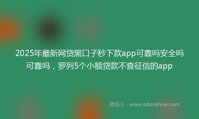 2025年最新网贷黑口子秒下款app可靠吗安全吗可靠吗，罗列5个小额贷款不查征信的app