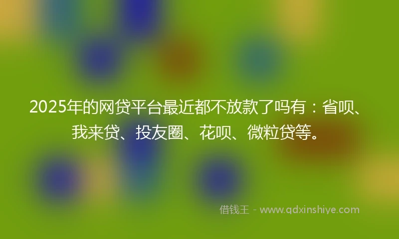 2025年的网贷平台最近都不放款了吗有：省呗、我来贷、投友圈、花呗、微粒贷等。
