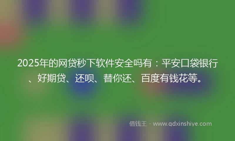2025年的网贷秒下软件安全吗有：平安口袋银行、好期贷、还呗、替你还、百度有钱花等。