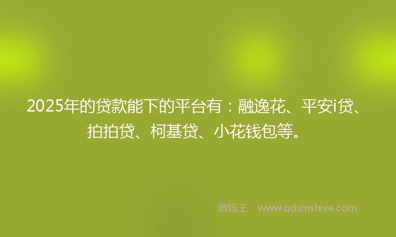 2025年的贷款能下的平台有：融逸花、平安i贷、拍拍贷、柯基贷、小花钱包等。