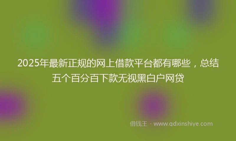 2025年最新正规的网上借款平台都有哪些，总结五个百分百下款无视黑白户网贷