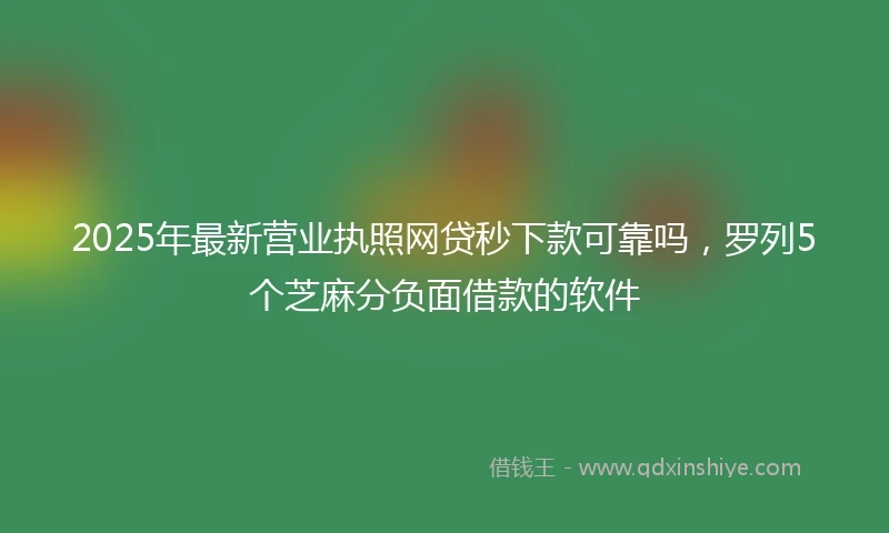 2025年最新营业执照网贷秒下款可靠吗，罗列5个芝麻分负面借款的软件