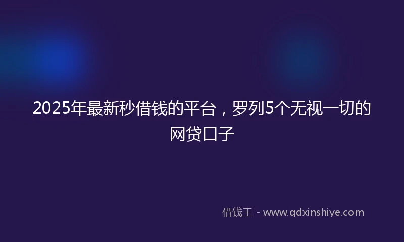 2025年最新秒借钱的平台，罗列5个无视一切的网贷口子