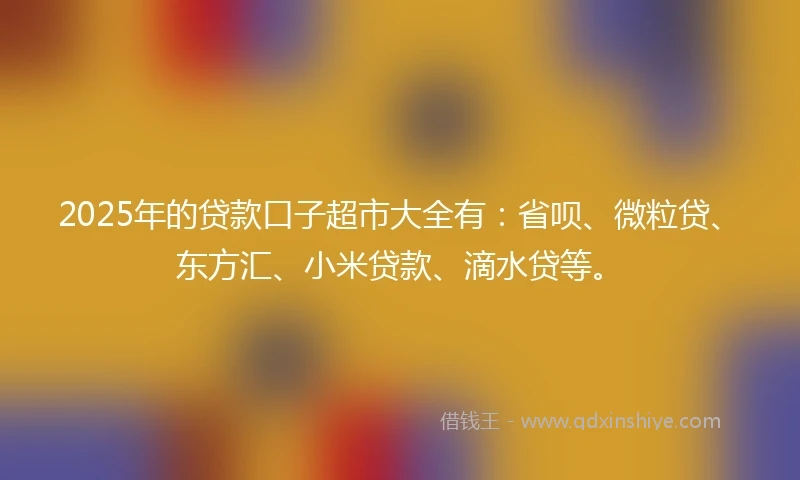 2025年的贷款口子超市大全有：省呗、微粒贷、东方汇、小米贷款、滴水贷等。
