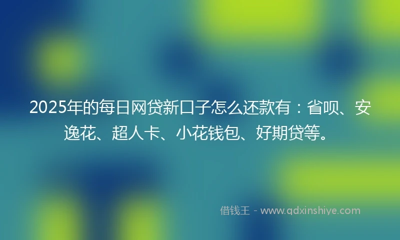 2025年的每日网贷新口子怎么还款有：省呗、安逸花、超人卡、小花钱包、好期贷等。