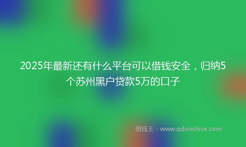 2025年最新还有什么平台可以借钱安全，归纳5个苏州黑户贷款5万的口子