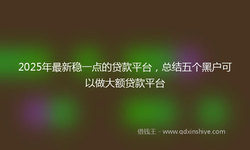 2025年最新稳一点的贷款平台，总结五个黑户可以做大额贷款平台