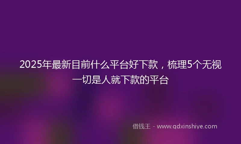 2025年最新目前什么平台好下款，梳理5个无视一切是人就下款的平台
