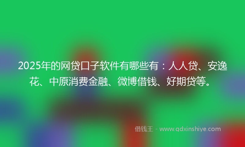 2025年的网贷口子软件有哪些有：人人贷、安逸花、中原消费金融、微博借钱、好期贷等。