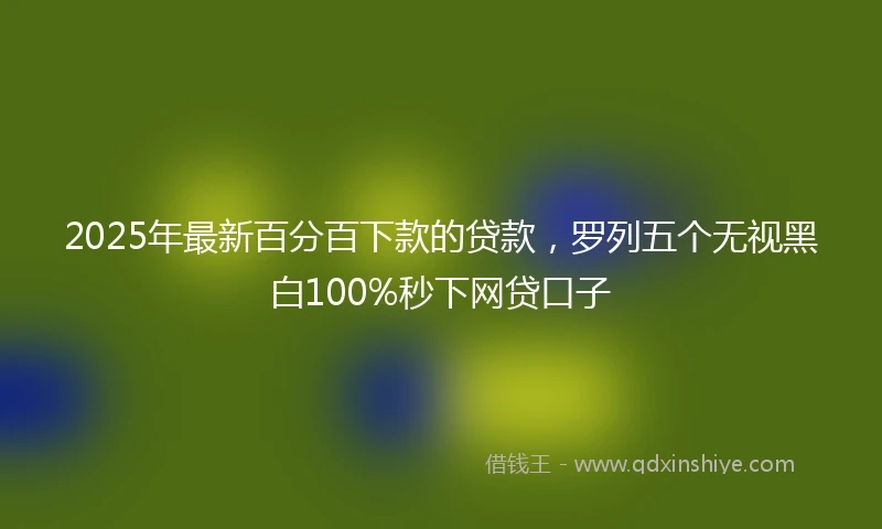 2025年最新百分百下款的贷款，罗列五个无视黑白100%秒下网贷口子