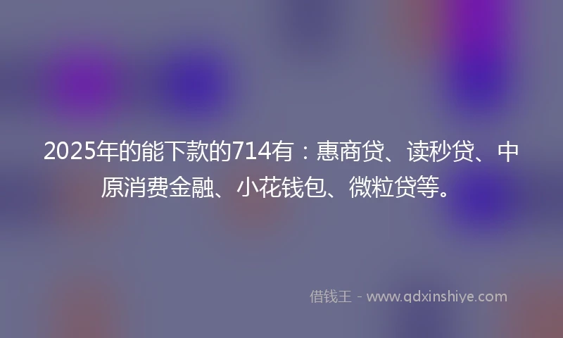 2025年的能下款的714有：惠商贷、读秒贷、中原消费金融、小花钱包、微粒贷等。