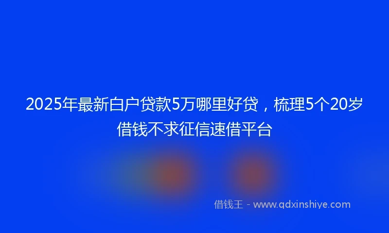 2025年最新白户贷款5万哪里好贷，梳理5个20岁借钱不求征信速借平台