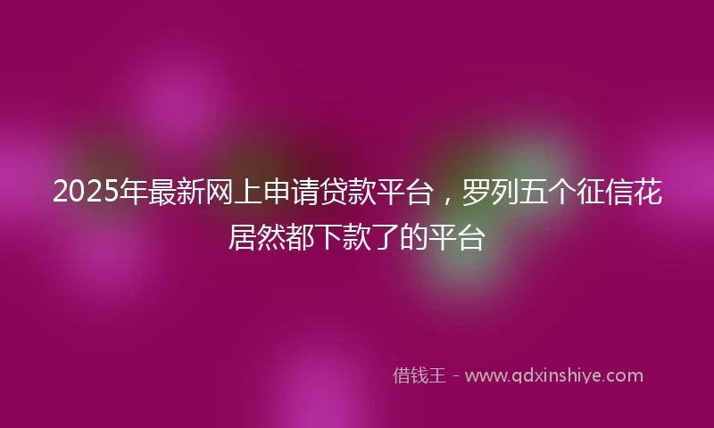 2025年最新网上申请贷款平台，罗列五个征信花居然都下款了的平台