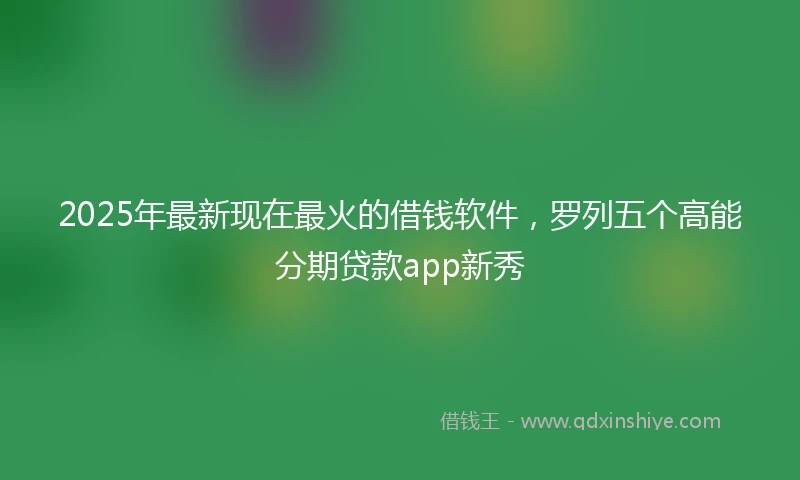 2025年最新现在最火的借钱软件，罗列五个高能分期贷款app新秀