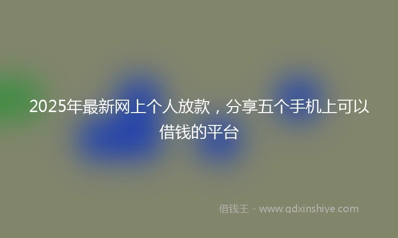 2025年最新网上个人放款，分享五个手机上可以借钱的平台