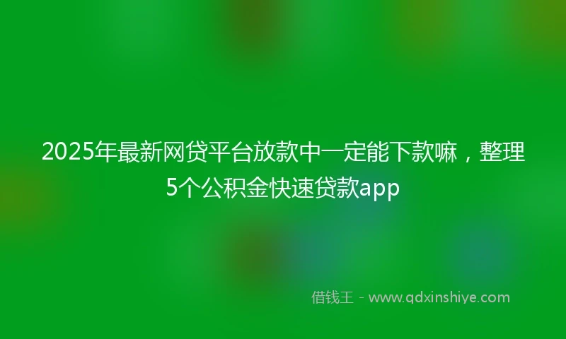 2025年最新网贷平台放款中一定能下款嘛，整理5个公积金快速贷款app