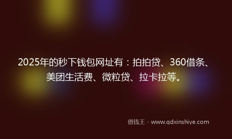 2025年的秒下钱包网址有：拍拍贷、360借条、美团生活费、微粒贷、拉卡拉等。