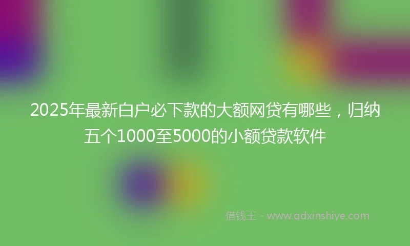 2025年最新白户必下款的大额网贷有哪些，归纳五个1000至5000的小额贷款软件