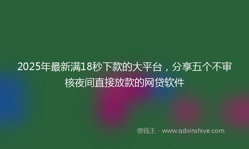2025年最新满18秒下款的大平台，分享五个不审核夜间直接放款的网贷软件