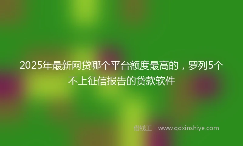 2025年最新网贷哪个平台额度最高的，罗列5个不上征信报告的贷款软件