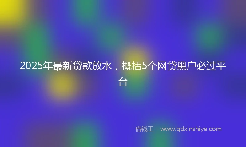 2025年最新贷款放水，概括5个网贷黑户必过平台
