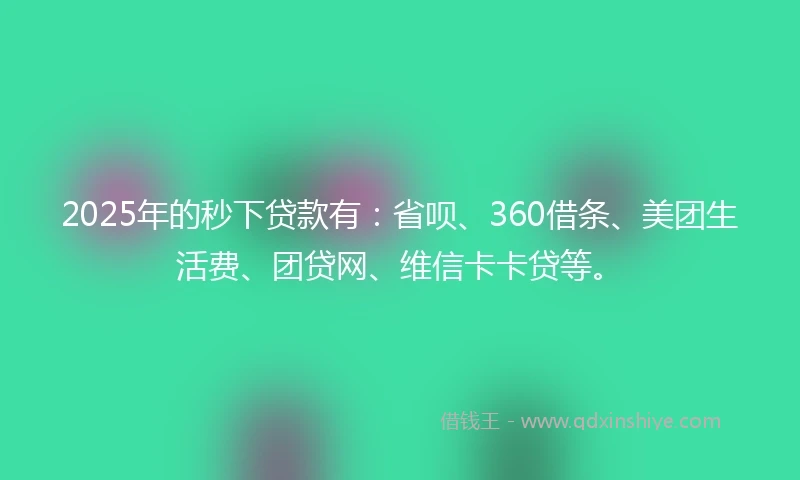 2025年的秒下贷款有：省呗、360借条、美团生活费、团贷网、维信卡卡贷等。