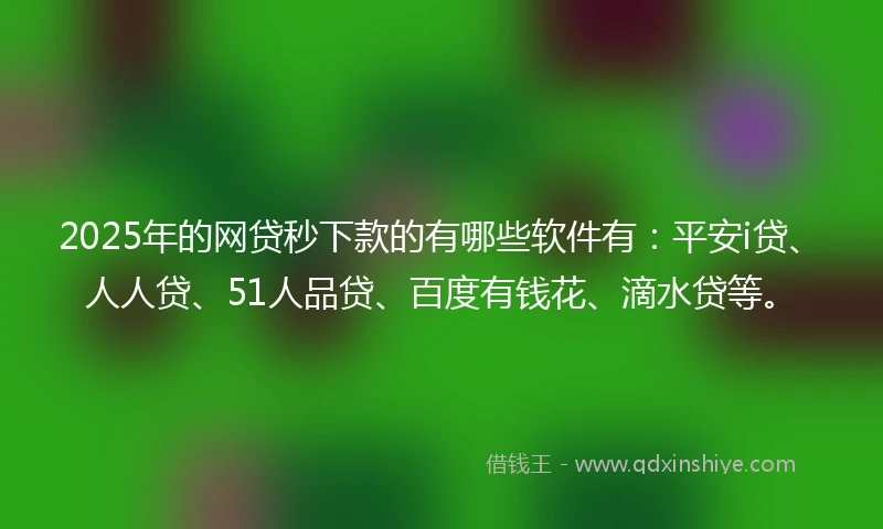 2025年的网贷秒下款的有哪些软件有：平安i贷、人人贷、51人品贷、百度有钱花、滴水贷等。