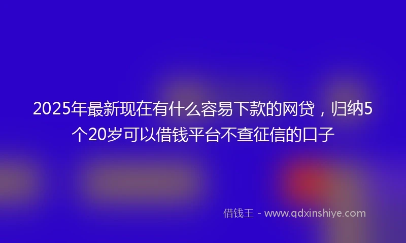 2025年最新现在有什么容易下款的网贷，归纳5个20岁可以借钱平台不查征信的口子