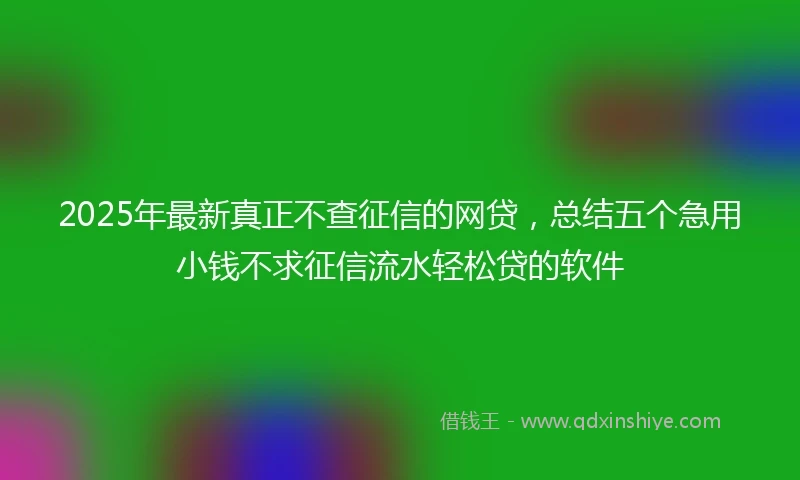 2025年最新真正不查征信的网贷，总结五个急用小钱不求征信流水轻松贷的软件