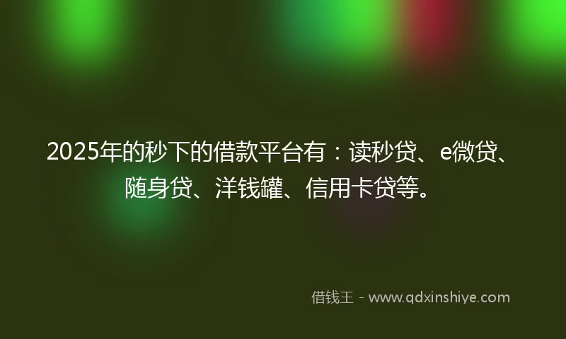 2025年的秒下的借款平台有：读秒贷、e微贷、随身贷、洋钱罐、信用卡贷等。