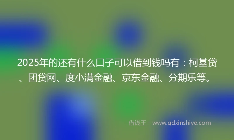 2025年的还有什么口子可以借到钱吗有：柯基贷、团贷网、度小满金融、京东金融、分期乐等。