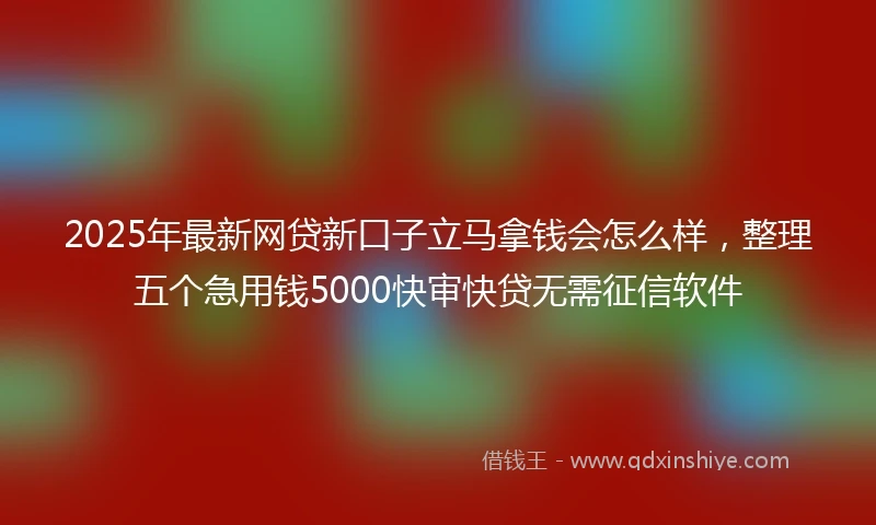 2025年最新网贷新口子立马拿钱会怎么样，整理五个急用钱5000快审快贷无需征信软件