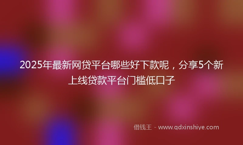 2025年最新网贷平台哪些好下款呢，分享5个新上线贷款平台门槛低口子