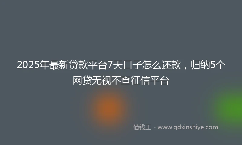 2025年最新贷款平台7天口子怎么还款，归纳5个网贷无视不查征信平台