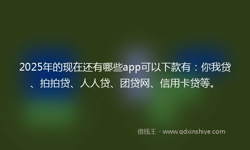 2025年的现在还有哪些app可以下款有：你我贷、拍拍贷、人人贷、团贷网、信用卡贷等。