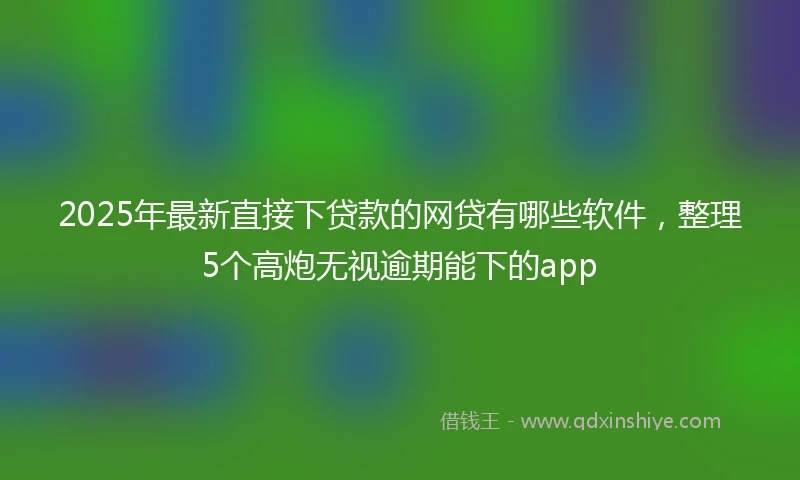 2025年最新直接下贷款的网贷有哪些软件，整理5个高炮无视逾期能下的app