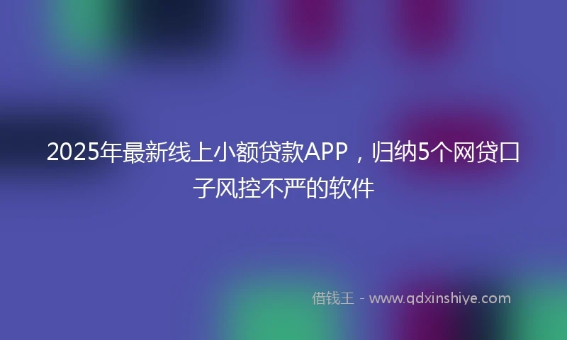 2025年最新线上小额贷款APP，归纳5个网贷口子风控不严的软件