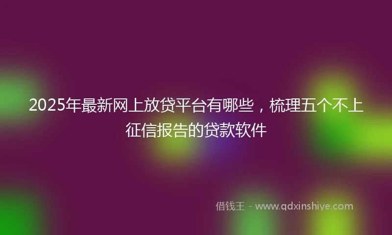 2025年最新网上放贷平台有哪些，梳理五个不上征信报告的贷款软件