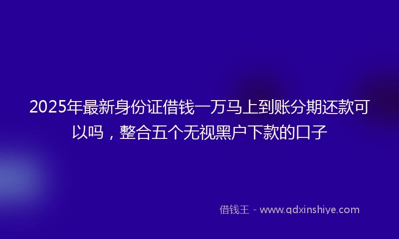 2025年最新身份证借钱一万马上到账分期还款可以吗，整合五个无视黑户下款的口子