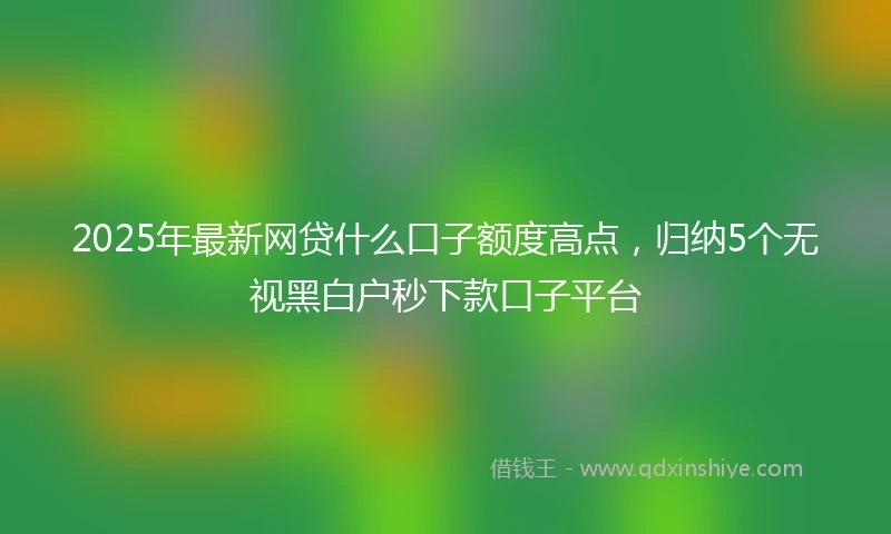 2025年最新网贷什么口子额度高点，归纳5个无视黑白户秒下款口子平台