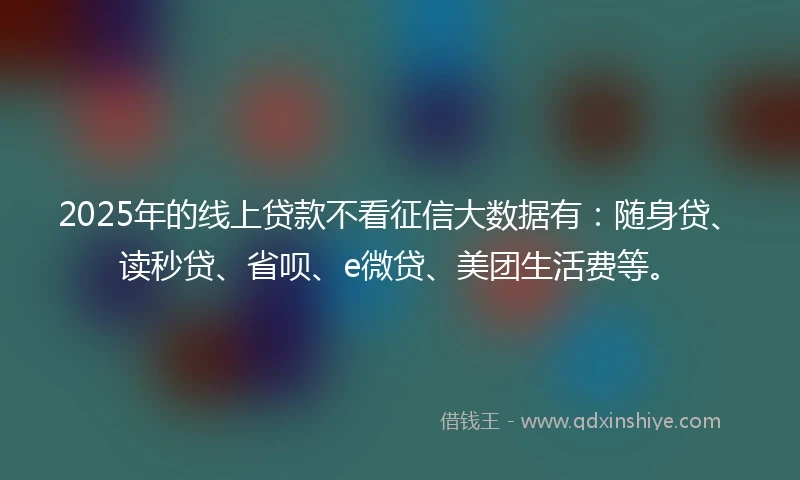2025年的线上贷款不看征信大数据有：随身贷、读秒贷、省呗、e微贷、美团生活费等。